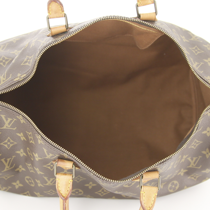 Sac à main Louis Vuitton Speedy 40 en toile monogram marron et cuir naturel - Detail D2