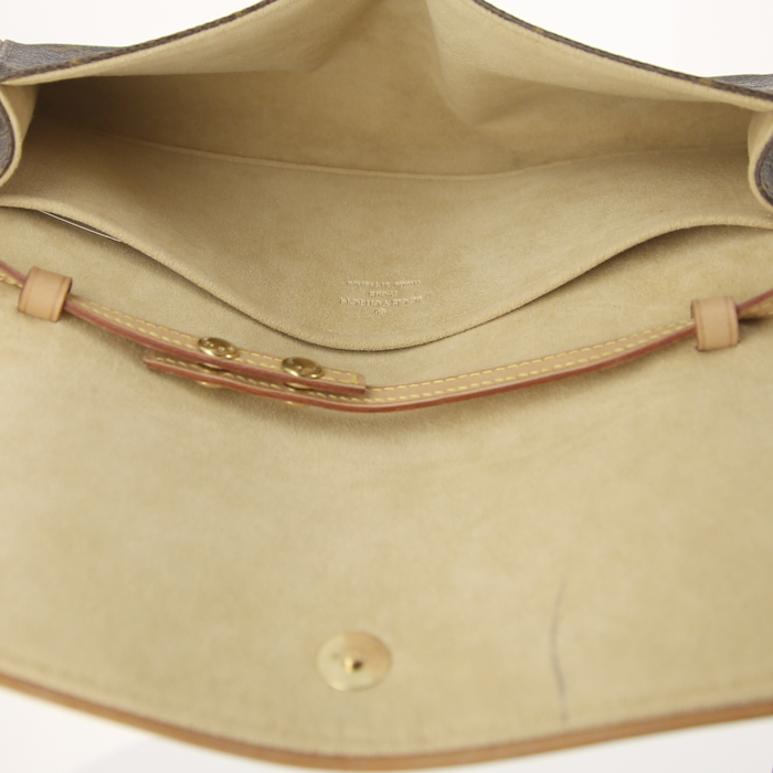 Bolso bandolera Louis Vuitton Twin modelo grande en lona Monogram y cuero natural - Detail D2