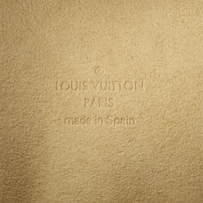 Bolsito de mano Louis Vuitton Twin en lona Monogram marrón y cuero natural - Detail D3