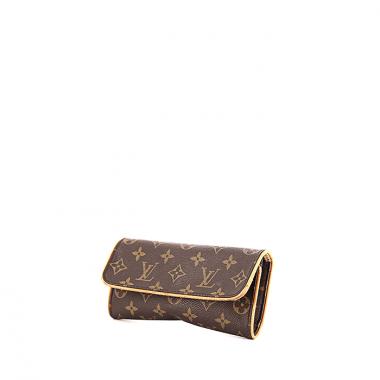 Pochette Louis Vuitton Twin in tela monogram marrone e pelle naturale