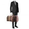 Bolsa de viaje Louis Vuitton en lona Monogram revestida marrón y cuero natural - Detail D1 thumbnail