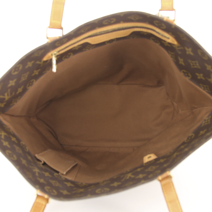 Louis Vuitton shopping bag in monogram canvas and natural leather - Detail D2
