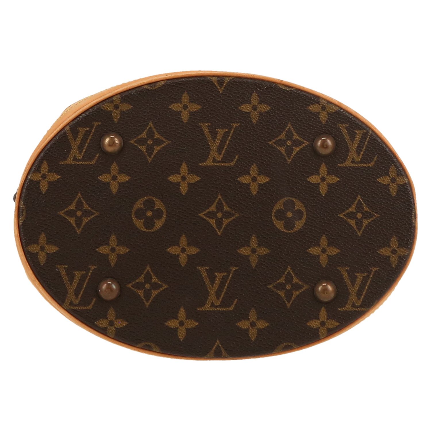 Bolso de mano Louis Vuitton  Bucket en lona Monogram marrón y cuero natural - Detail D1
