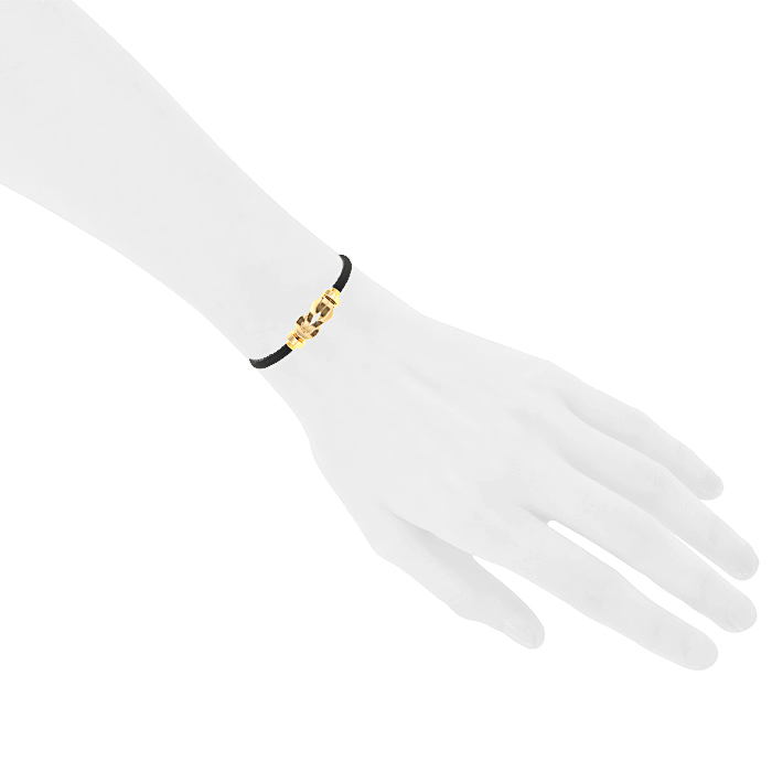 Bracciale Fred 8°0 in oro giallo e pelle nera - Detail D1
