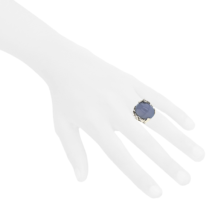 Dior Gourmande ring in white gold and diamonds and in chalcedony - Detail D1