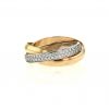 Cartier Trinity small model ring in yellow gold,  pink gold and white gold and in diamonds - 360 thumbnail