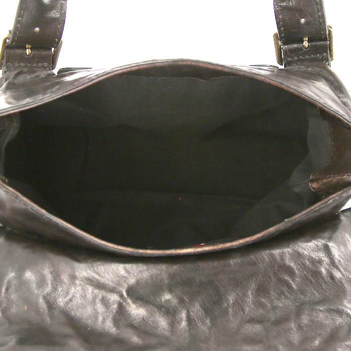 Bolso de mano Valentino Garavani en cuero marrón oscuro y cuero trenzado marrón oscuro - Detail D2