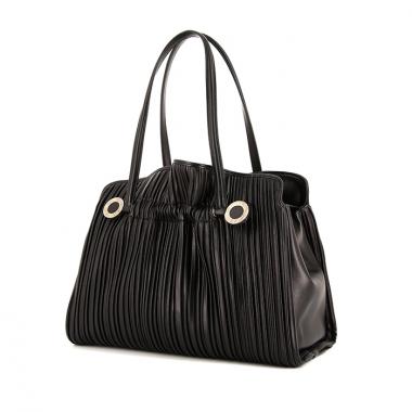 Bolso para llevar al hombro o en la mano Bulgari Plissé en cuero negro