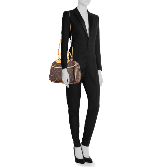 Louis Vuitton Trouville handbag in brown monogram canvas and natural leather - Detail D1