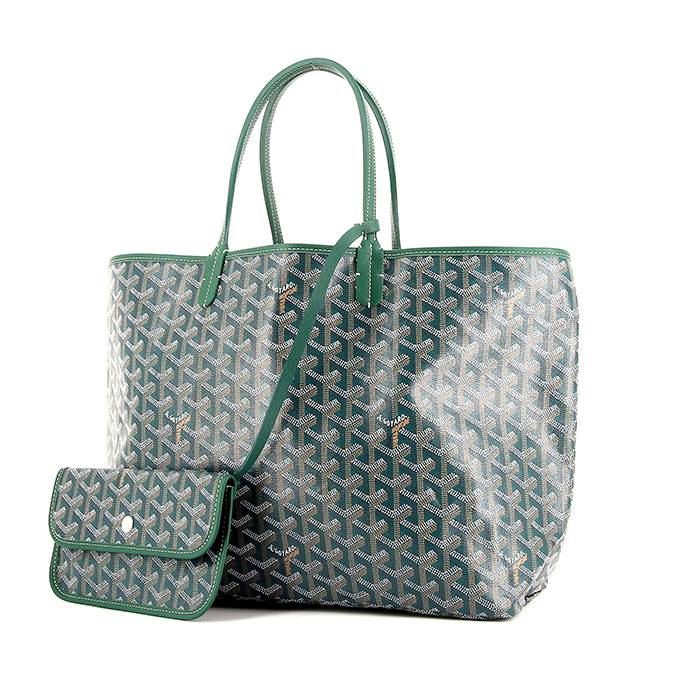 depot vente de luxe en ligne goyard sac cabas occasion saint louis vert en  toile enduite