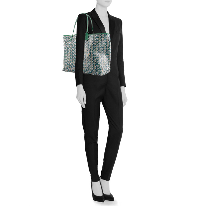 Shopping bag Goyard Saint-Louis modello piccolo in tela monogram cerata e pelle - Detail D1