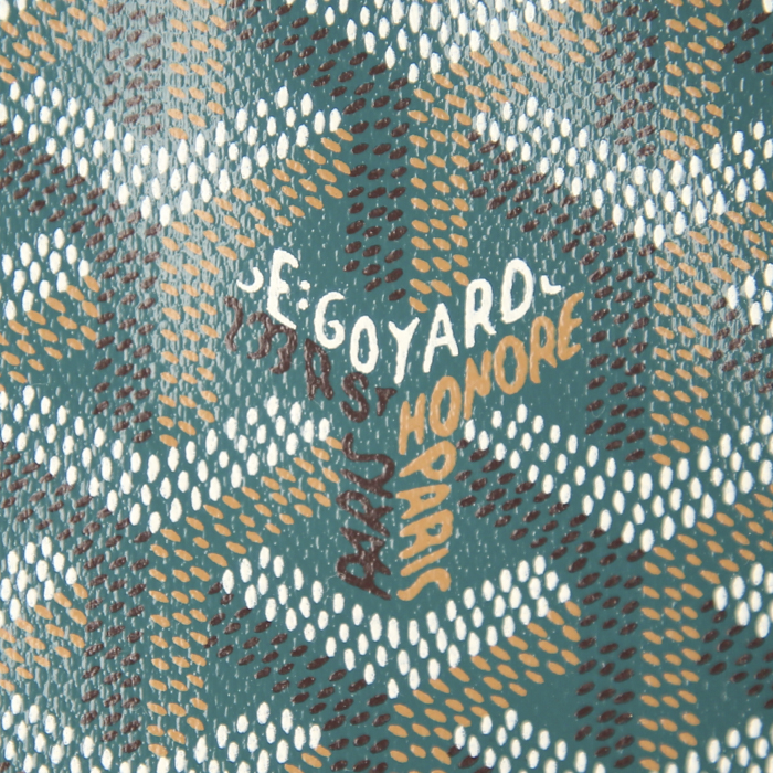 Goyard Saint-Louis small model shopping bag in green monogram canvas and green leather - Detail D3