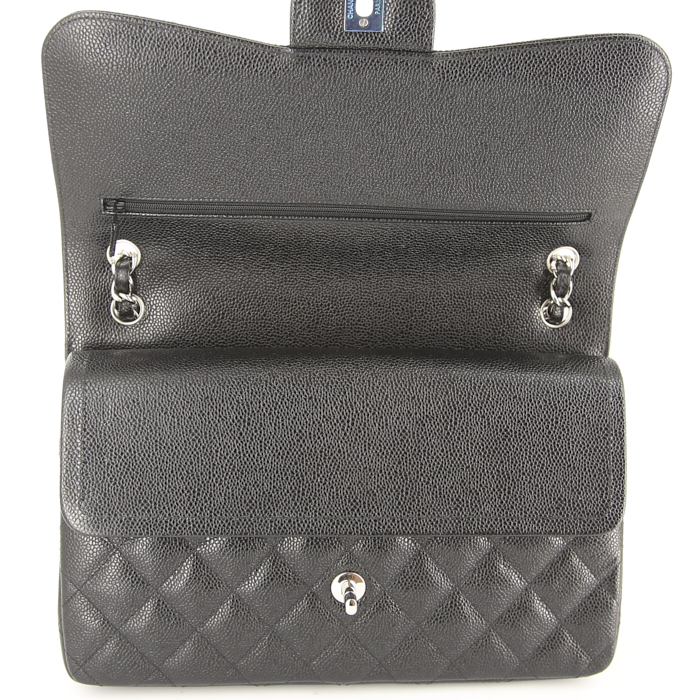 Borsa Chanel Timeless jumbo in pelle martellata e trapuntata nera - Detail D5