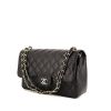 Chanel Timeless jumbo handbag in black quilted leather - 00pp thumbnail