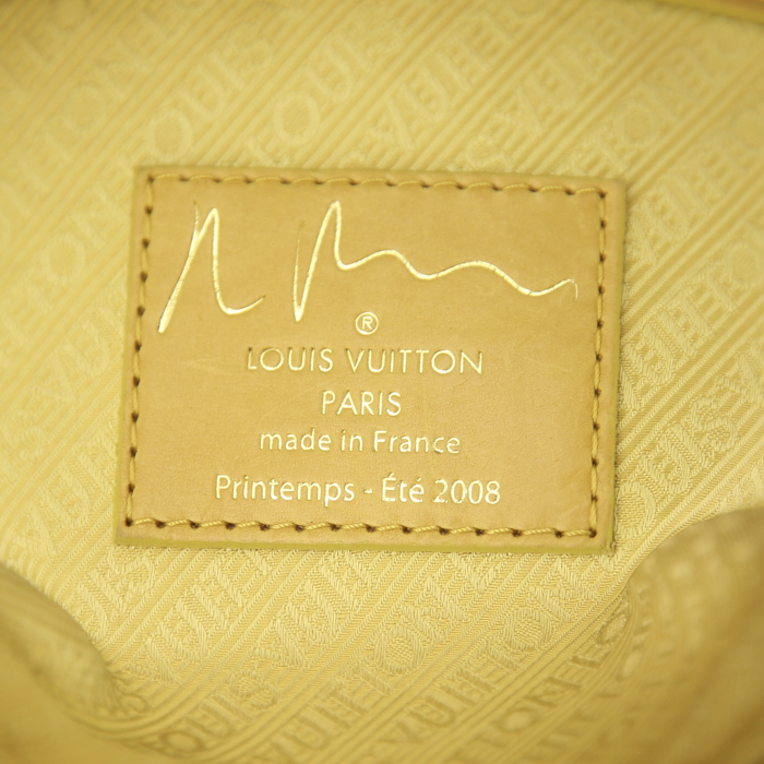 Bolso de mano Louis Vuitton Editions Limitées en lona Monogram multicolor amarilla, azul, roja y gris y cuero amarillo - Detail D3