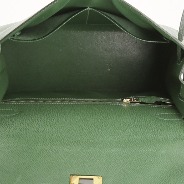 Bolso de mano Hermes Kelly 32 cm en cuero epsom verde - Detail D3