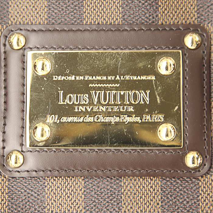 Louis Vuitton Berkeley handbag in damier canvas and brown leather - Detail D3