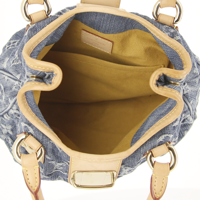 Sac à main Louis Vuitton Pleaty en toile denim monogrammée et cuir naturel - Detail D2
