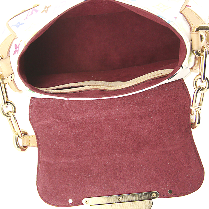 Louis Vuitton Beverly handbag in white multicolor monogram canvas and natural leather - Detail D2