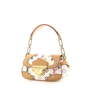 Borsa Louis Vuitton Beverly in tela monogram multicolore bianca e pelle naturale