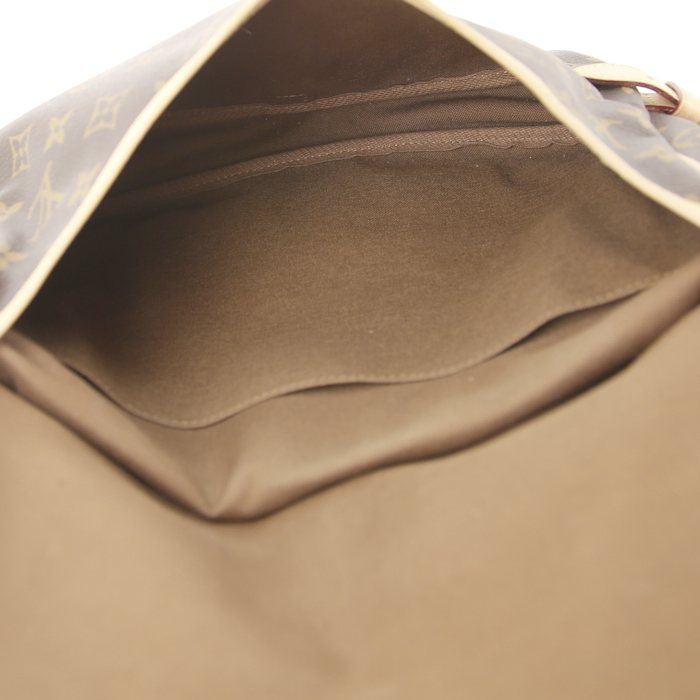 Bolso bandolera Louis Vuitton Saumur modelo pequeño en lona Monogram y cuero natural - Detail D3