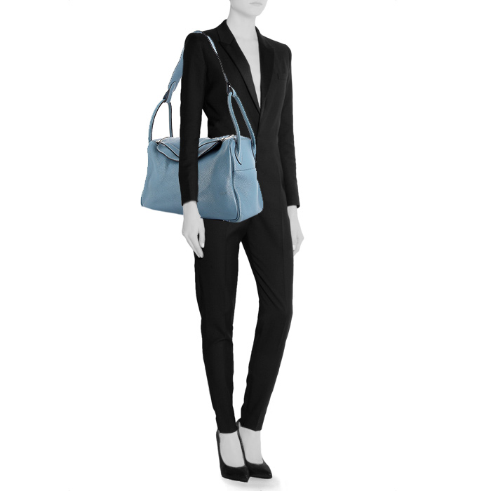 Borsa Hermes Lindy 34 in pelle togo blu - Detail D1