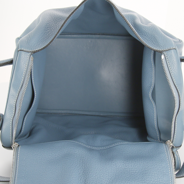 Sac à main Hermes Lindy 34 en cuir togo bleu-jean - Detail D2