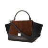 Celine Trapeze medium model bag in black leather and brown foal - 00pp thumbnail