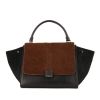 Celine Trapeze medium model bag in black leather and brown foal - 360 thumbnail
