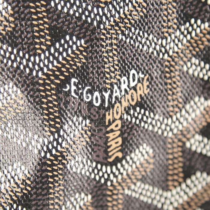 Bolso Cabás Goyard Saint-Louis modelo pequeño en lona Monogram revestida negra y cuero marrón - Detail D3