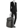 Valise souple Louis Vuitton Pegase 50 en toile damier grise et noire et cuir noir - Detail D1 thumbnail