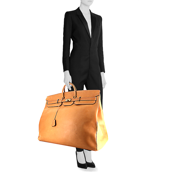 Hermes Haut à Courroies travel bag in natural leather - Detail D1
