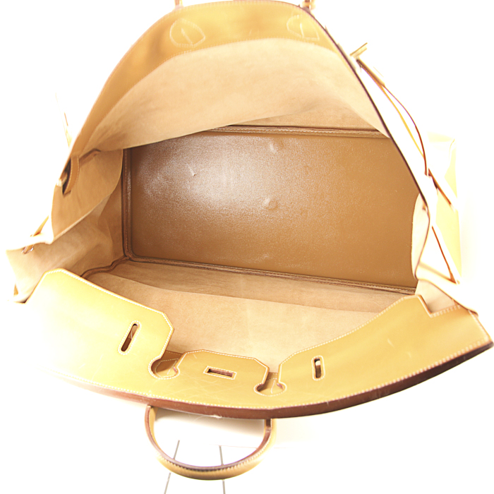 Bolsa de viaje Hermes Haut à Courroies en cuero natural - Detail D2