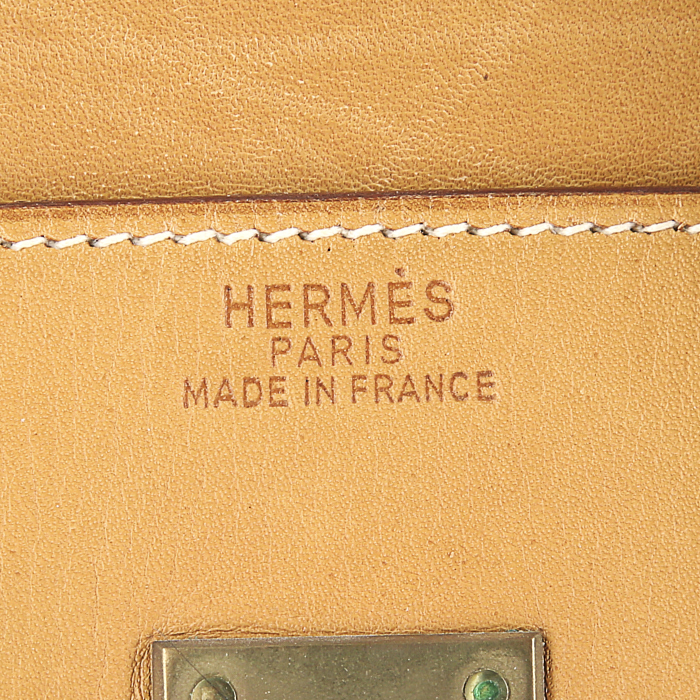 Sac de voyage Hermes Haut à Courroies en cuir naturel - Detail D3