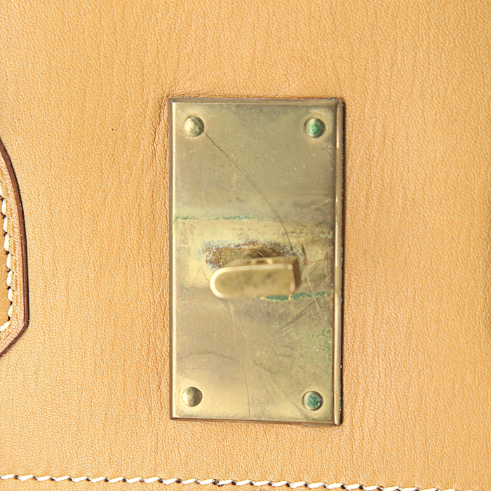 Sac de voyage Hermes Haut à Courroies en cuir naturel - Detail D5