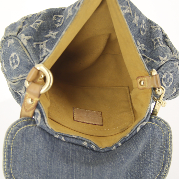 Borsa Louis Vuitton Pleaty in tela denim monogram e pelle naturale - Detail D2