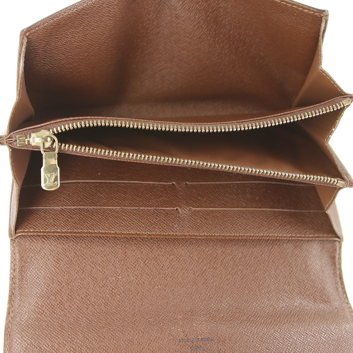 Louis Vuitton wallet in monogram canvas and brown leather - Detail D2