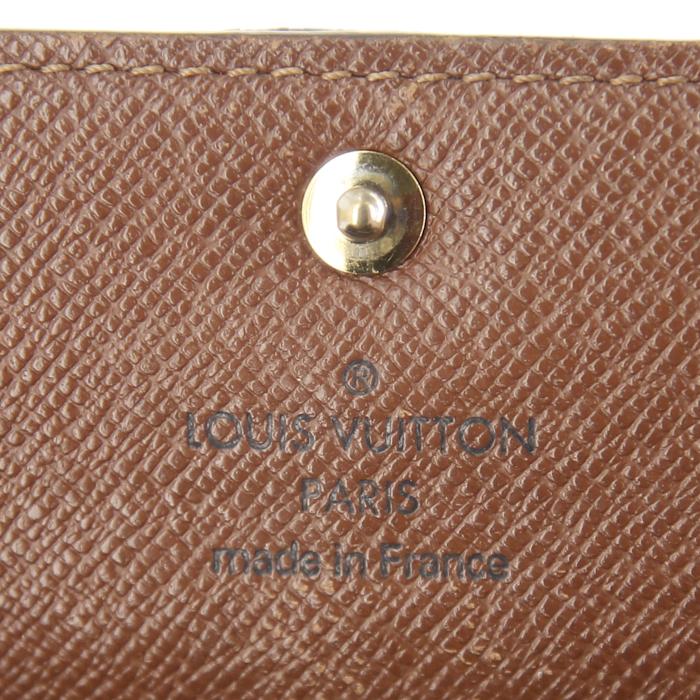 Portefeuille Louis Vuitton en toile monogram et cuir marron - Detail D3