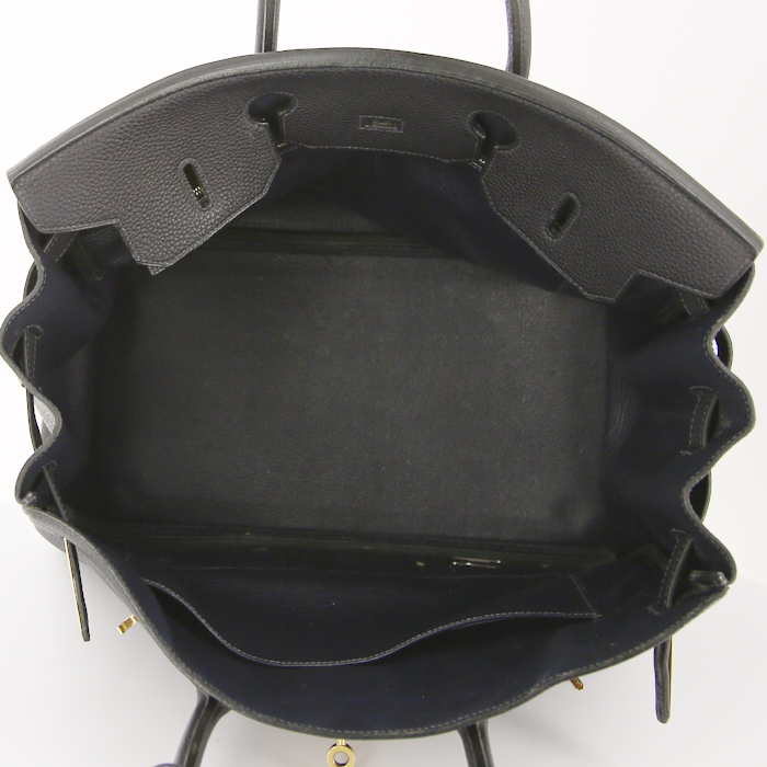 Hermes Birkin 35 cm handbag in navy blue togo leather - Detail D2