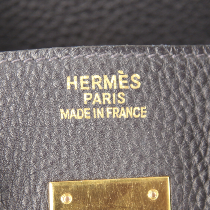 Sac à main Hermes Birkin 35 cm en cuir togo bleu-marine - Detail D3