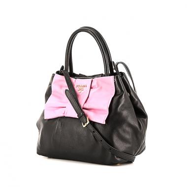 Bolso bandolera Prada en cuero negro y rosa