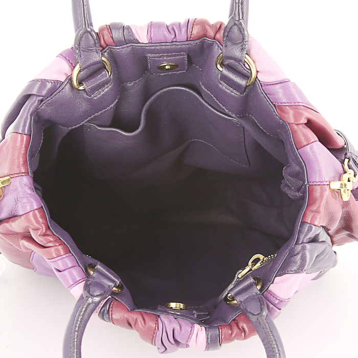 Prada handbag in red, pink and purple leather - Detail D3