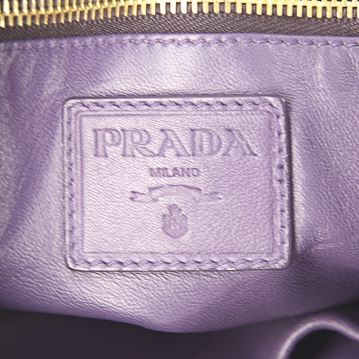 Borsa Prada in pelle rossa rosa e viola a motivi verticali - Detail D4