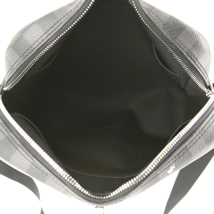 Borsa a tracolla Louis Vuitton Amazone in tela a scacchi e pelle nera - Detail D2