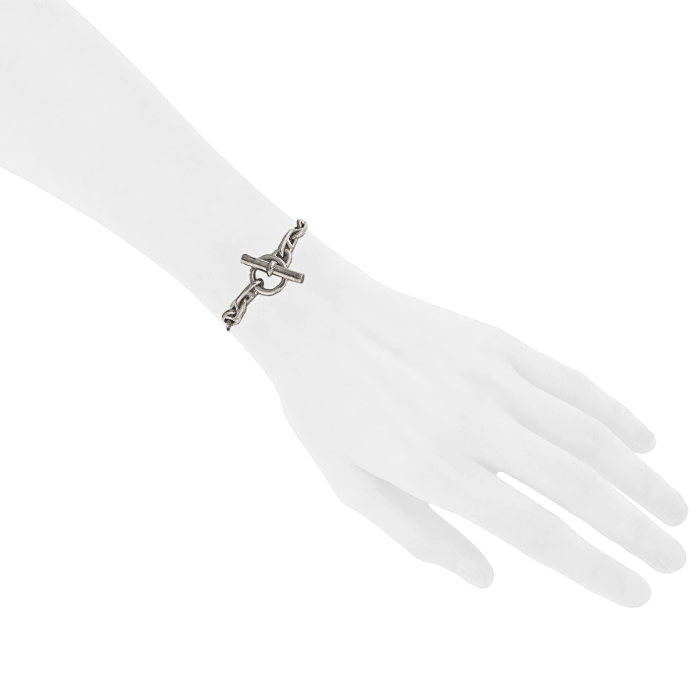 Brazalete Hermes Chaine d'Ancre modelo mediano en plata - Detail D1