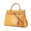 Hermes Kelly 35 cm handbag in gold ostrich leather - 00pp thumbnail