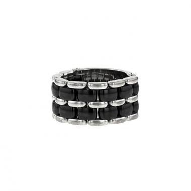 Bague souple Chanel Ultra grand modèle en or blanc et céramique noire