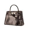 Hermes Kelly 28 cm handbag in ebene porosus crocodile - 00pp thumbnail