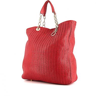 Shopping bag Dior Dior Soft in pelle intrecciata rossa