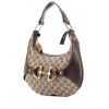 Gucci Bamboo handbag in grey monogram canvas and brown Pecari leather - 00pp thumbnail